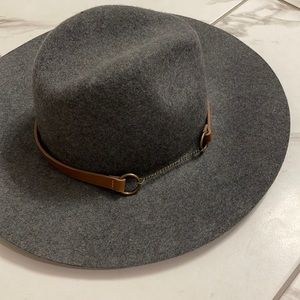 Gray Felt Wide Brim Hat